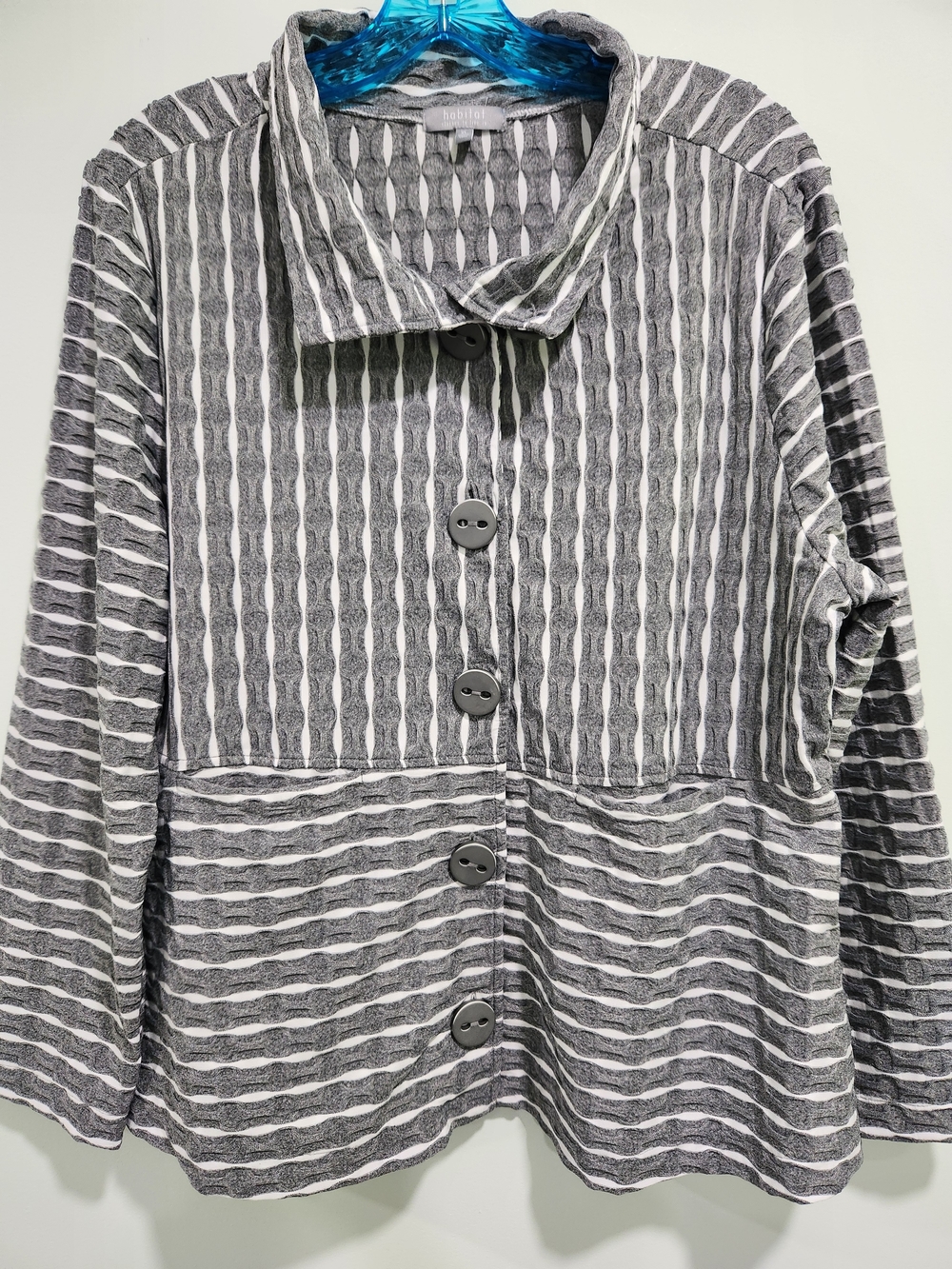 Habitat Gray and White Striped Button-Down Jacket
